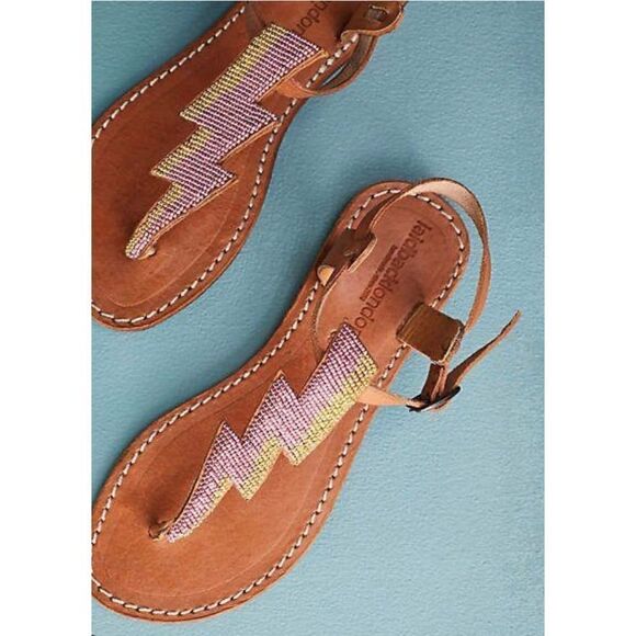 Laidbacklondon Thunder Beaded Embellished
Brown Sandals Size 10 - Picture 1 of 7